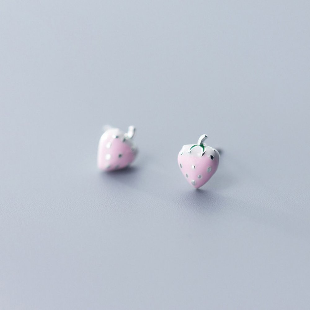 Pink Strawberry Earrings - Picture 4 of 8